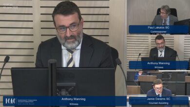 Former School Infrastructure NSW chief executive Anthony Manning testifies to an ICAC inquiry into his hiring practices on Thursday June 12. Picture: ICAC