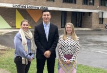 Picture shows Lindfield Learning Village principal Ben Rekic (centre) and deputies Dennielle Woskanian (left) and Michelle Gleeson. The leadership team is seeking community feedback about the school from parents. Picture: Newswire