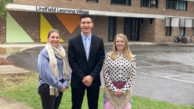 Picture shows Lindfield Learning Village principal Ben Rekic (centre) and deputies Dennielle Woskanian (left) and Michelle Gleeson. The leadership team is seeking community feedback about the school from parents. Picture: Newswire
