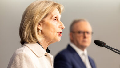 Jillian Segal talks at a press conference in Sydney to discuss plans to combat antisemitism. Picture: Thomas Lisson