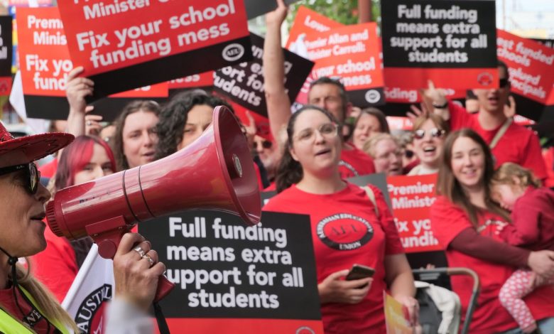 Victorian teachers rally in December. Picture: Facebook.