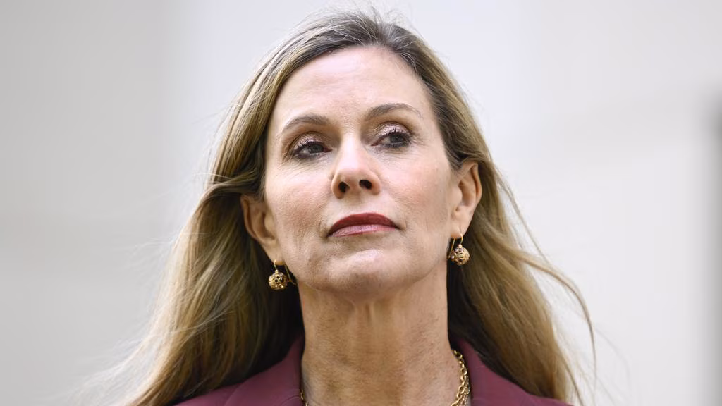 Julie Inman Grant has defended a lack of fines against social media companies after the under-16s ban. Picture: Martin Ollman.